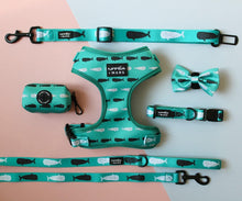 Load image into Gallery viewer, whale print dog harness, dog collar, dog lead and dog bow tie set
