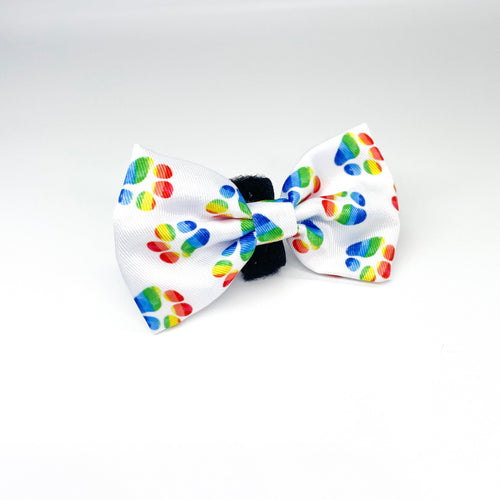 rainbow paw dog bow tie
